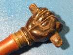 Very good Antique Swordstick carved Buffalo horn Fist 