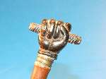 Very good Antique Swordstick carved Buffalo horn Fist 