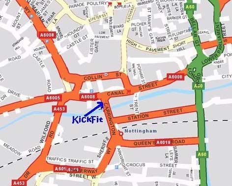 Map to find kickfit martial arts nottingham