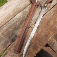 Ww2. World War 2 Era Moro Philippine Sundang kris sword.  Mother of pearl inlay decoration.