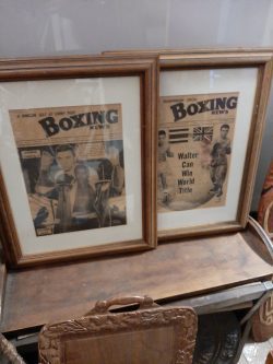 2 Vintage Boxing magazines in Wood frames  and glass . £35.00 each or £60.00 the pair.