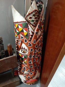 Very large Painted Indonesian wall shield mask