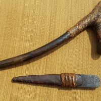 Antique PNG Papua New Guinea war Stone head club and Dagger.  £235.00 the set