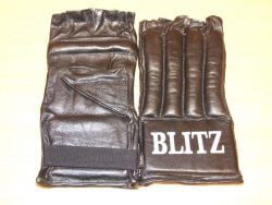 Leather fingerless bag gloves