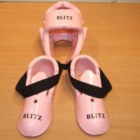 Pink TKD/ kung Fu /Kickboxing  dipped foam Head Guard and foot protectors.