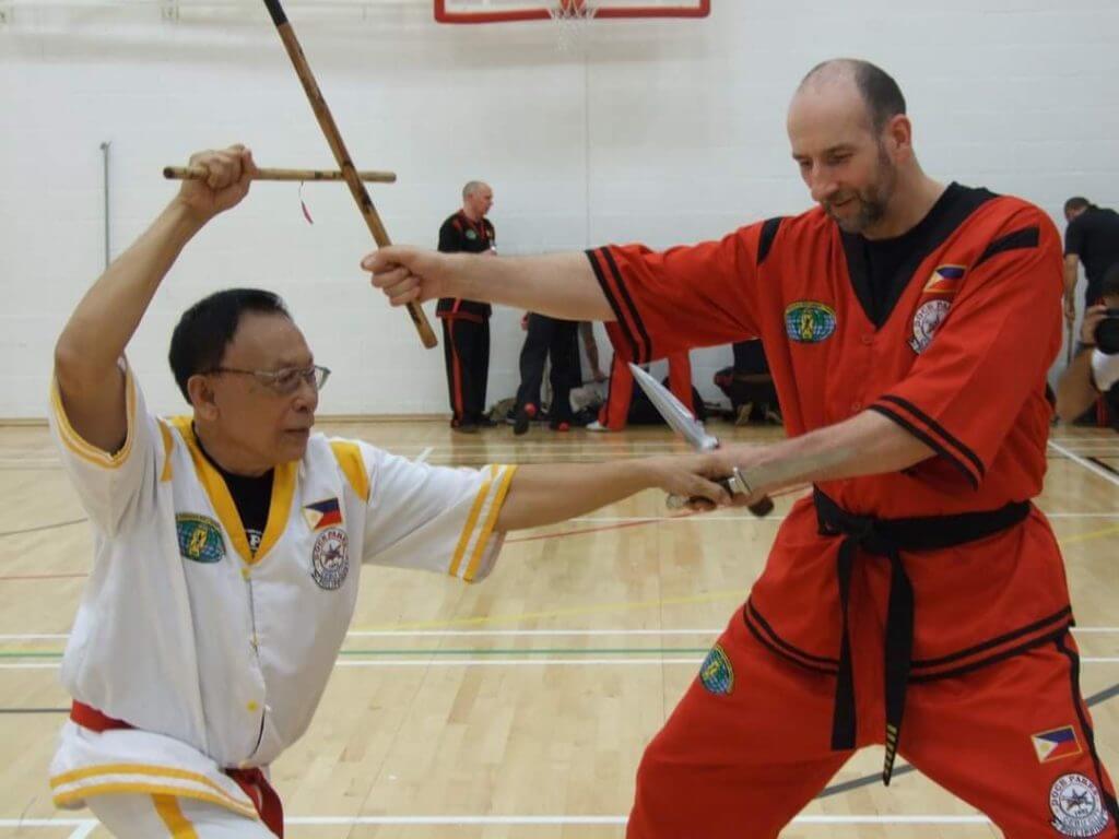 Supreme Grand Master Diony Canete Odl teaching Grand Master Sifu Richard Hudson Doce Pares Eskrima Kali Arnis (Filipino Martial Arts ) Espada 'y' Daga mma nottingham kickboxing