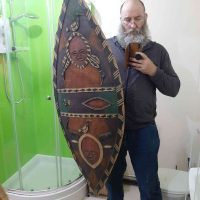 Massive Vintage African Wooden Carved Shield