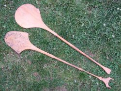 Pair of antique vintage wooden ethnic paddles martial arts nottingham