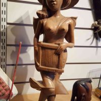 Very large and heavy hard wood Balinese lady wood carving