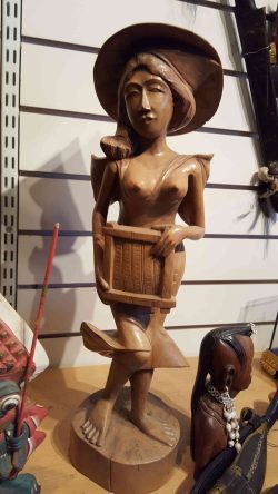 Very large and heavy hard wood Balinese lady wood carving